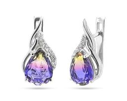 Серьги из серебра аметрин выращ., Ю-Елена