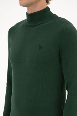 Erkek Slim Fit Bo_azl_ Koyu Ye_il Basic Kazak - U.s. polo assn фото 7