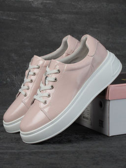 05-PDD215-5 LT. PINK Кроссовки женские (натуральная кожа)