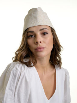 Л05-32 шляпа ПИЛОТКА лен кружева