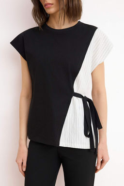 Trendyolmilla Siyah Pilise ve Baglama Detayl? Relaxed/Rahat Kal?p Orme Bluz TWOSS25BZ00094  фото 28