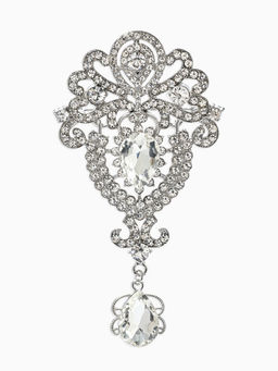 Брошь «Императрица», вензеля, цвет белый в серебре