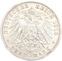 Монета 3 марки 1910 года A Германия (Саксен-Веймар-Aйзенах) Свадьба Вильгельма и Феодоры