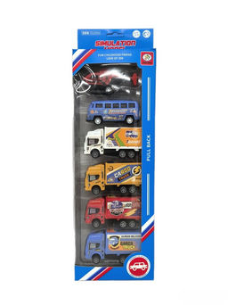 Набор "Fenming" 6шт. по 9,5см "Грузовики 4шт., автобус и вертолет инерц." (399-763Y) в коробке
