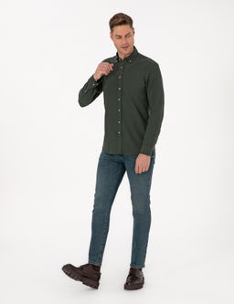 Koyu Haki Slim Fit Uzun Kollu G_mlek - Pierre cardin фото 4