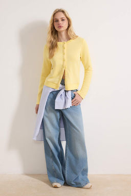 Teen Ac?k Sar? Dugmeli Regular/Normal Kal?p Orme Sweatshirt TWOAW26SW00162