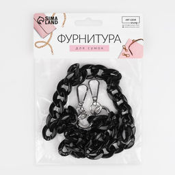 Цепочка для сумки, пластиковая, с карабинами, 23 17 мм, 68 см, цвет чёрный/серебряный - Арт узор фото 4