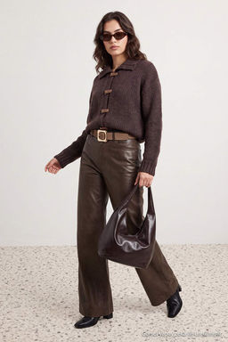 Kahverengi Devrik Yaka Kal_n Oversize Triko H_rka TWOAW27HI00044