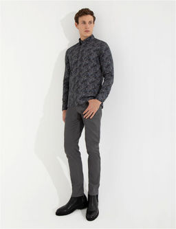 Koyu Gri Slim Fit Kanvas Pantolon