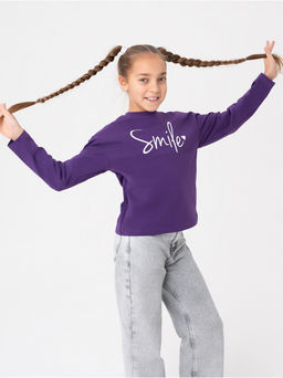 Лонгслив детский Смайл фиолет - София фото 5