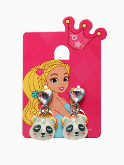 Цена за 2 шт. Серьги-клипсы детские «Выбражулька» панда с сердцем кристалл, цветные