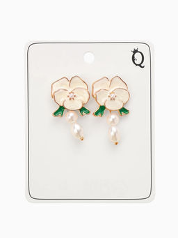 Серьги «Цветок кувшинки», белые в золоте