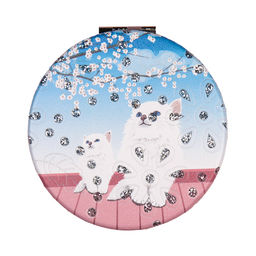 Зеркало карманное 7 см / GT358 /уп 50/300/ кожзам стразы