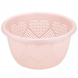 "Домашняя мода" Корзина пластмассовая для хранения "Сердце" д22см h11,8см, с крышкой, персиковый (Китай)