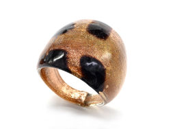 Перстень из муранского стекла модель 3 цв.золотисто-вишневый