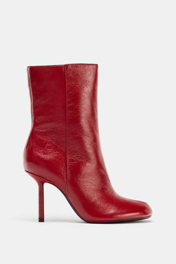 LEATHER HEELED ANKLE BOOTS - Zara фото 3