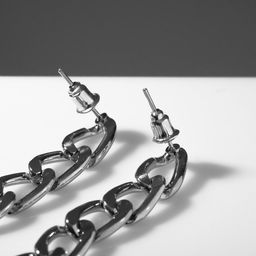 Серьги металл Цепи полукруг, цвет серебро - Queen fair фото 2