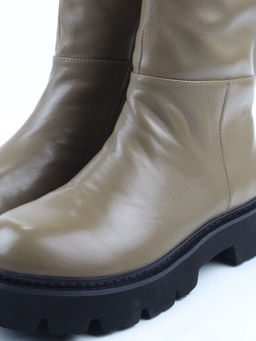 02-E39B-53JN GREEN Сапоги демисезонные женские (натуральная кожа)