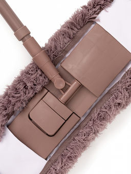 Швабра с телескопической ручкой 70-130, насадка из микрофибры коричневый сталь+пп+полиэстер