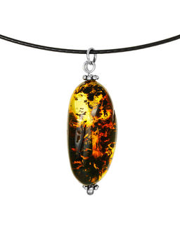 Лёгкое колье из натурального зелёного янтаря Сафари