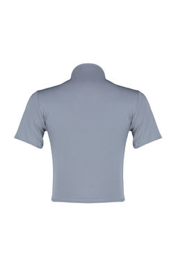 Gri Dik Yaka K?sa Kollu Drapeli Crop Bluz Orme Bluz TWOSS24BZ00422