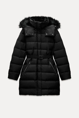 WATER AND WIND PROTECTION HOODED DOWN PUFFER JACKET WITH BELT - Zara фото 7