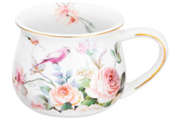 Кружка 250 мл 11,5*8,5*7 см "Певчие птички" бочонок, NEW BONE CHINA