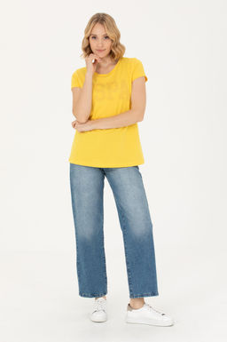 Женская желтая базовая футболка - U.s. polo assn фото 11