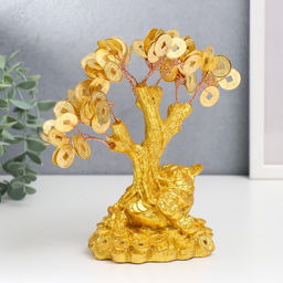 Бонсай декоративный «Денежное дерево. Золотая жаба на монетах», 90 монет, 18.5×18×9.5 см