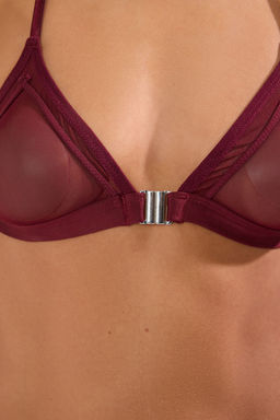 Trendyolmilla Bordo S?rt Dantel ve Onden Kopca Detayl? Tul Kaps?z Orme Ic Camas?r? Tak?m? THMSS25CC00033  фото 3