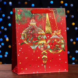 Пакет подарочный Новогодний привет ,люкс 26 х 32 х 12 см