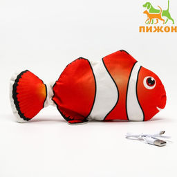 Игрушка для кошек Рыба-клоун с двигающимся хвостом и с USB-зарядкой, 28 см
