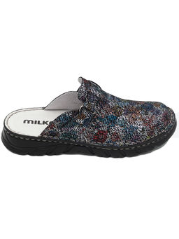 03 | Duki |Женские медицинские сабо натуральная кожа (черный цветок) - Milka shoes&more фото 2