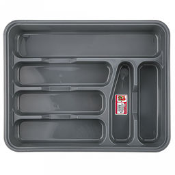 Лоток для столовых приборов пластмассовый 39х31х7см, темно-серый (Россия)