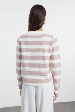 TRENDYOLMILLA Ekru Basic Cizgili Triko Kazak TWOAW25KZ00234