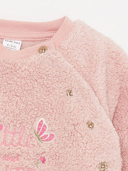 Bisiklet Yaka Uzun Kollu Nak?? Detayl? K?z Bebek H?rka ve Pantolon 2li Tak?m - Waikiki фото 3