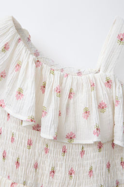 FLORAL TEXTURED DRESS WITH RUFFLES - Zara фото 3