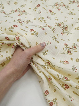 Муслин двухслойный с эф.жатости Весенний миг (терракотовые цветочки), ш.1.4м, хл-100%, 120гр/м.кв - Купава фото 3