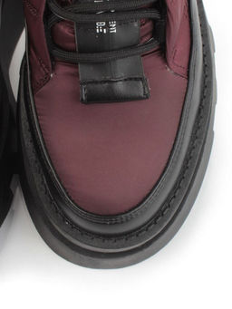 02-FAS16-4Z VINOUS/BLACK Дутики женские (искусственная кожа, плащевая ткань, шерсть)