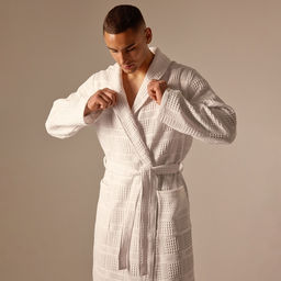Халат вафельный мужской SL HOME: Chess «Блан де Блан», размер S, хлопок 100%, белый