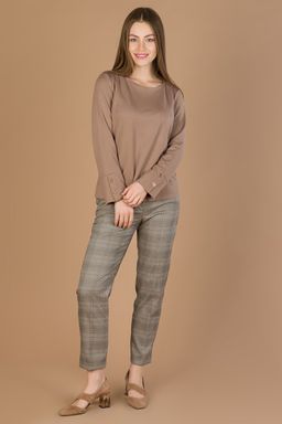 Брюки классические в клетку коричневые