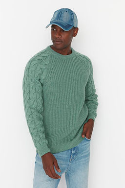 Mint Casual Unisex Regular Fit Y_nl_ Bisiklet Yaka Sa_ _rg_ Detayl_ Triko Kazak TMNAW22KZ2059