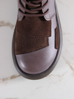 Ботинки 305.927br.Вакса коричневая+корич замша/байка