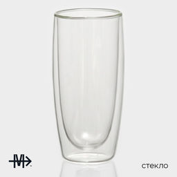 Стакан с двойными стенками Magistro «Поль. Дуо», 350 мл, 7.3×15 см, стекло, прозрачный
