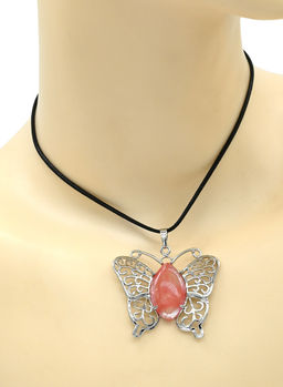 Подвеска Бабочка 45*40мм с халцедоном в металле