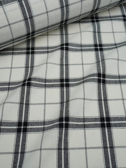 Фуле "Клетка" цв.белый/черный, ш.1.45м, хлопок-100%, 170гр/м.кв