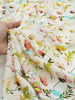 Штапель Премиум (Digital) Летняя палитра цв.белый, ш.1.45м, вискоза-100%, 105гр/м.кв - Купава фото 3