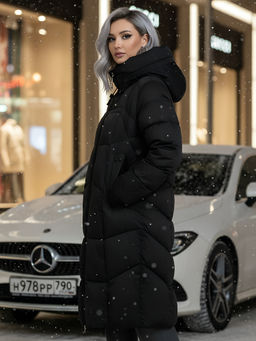 Пальто зимнее Visdeer 7702Ch женское утепленное 240 г/м² черное  фото 18