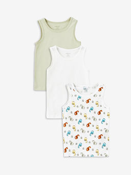 Bisiklet Yaka Bask?l? Erkek Bebek Atlet 3l?