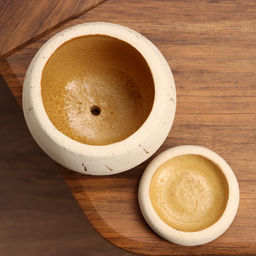 Горшок для цветов «Шар микро», керамический, с поддоном, 1.2 л, d=14 см, h=12 см, бежевый